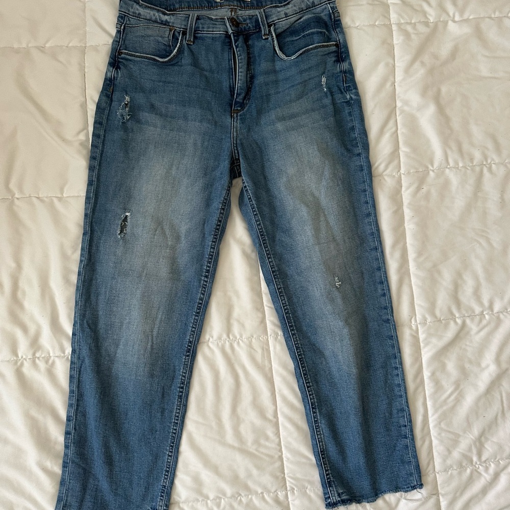 Whetherly Blue Distressed Ankle Jeans